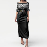 AIGA Always In Gods Arms Samoa Puletasi Polynesian Tribal Tattoo Art Family Heritage Faith TS04 Long Dress Black White - Polynesian Pride