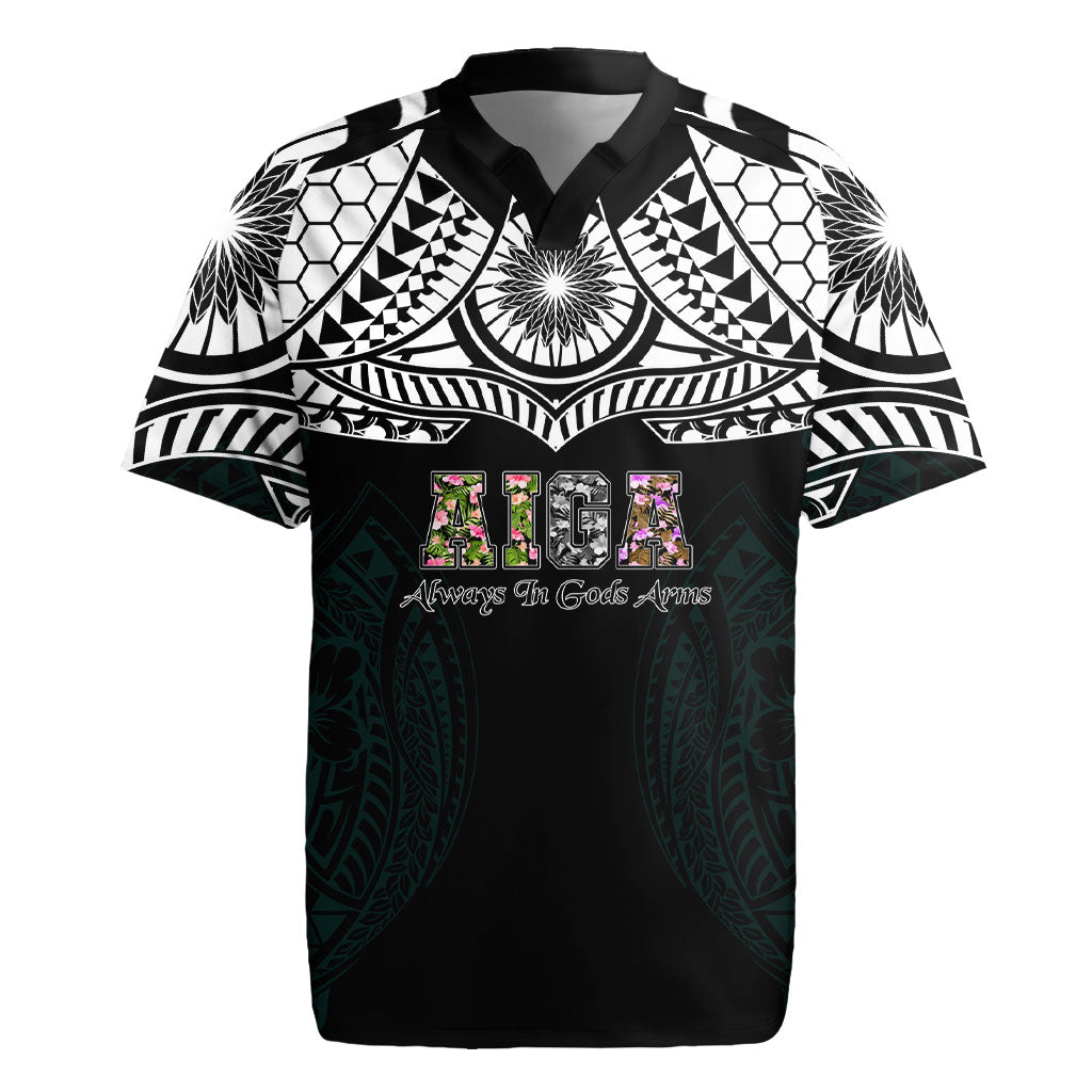 AIGA Always In Gods Arms Samoa Rugby Jersey Polynesian Tribal Tattoo Art Family Heritage Faith
