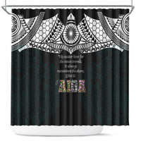 AIGA Always In Gods Arms Samoa Shower Curtain Polynesian Tribal Tattoo Art Family Heritage Faith TS04 Black White - Polynesian Pride