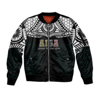 AIGA Always In Gods Arms Samoa Sleeve Zip Bomber Jacket Polynesian Tribal Tattoo Art Family Heritage Faith TS04 Unisex Black White - Polynesian Pride