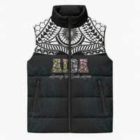 AIGA Always In Gods Arms Samoa Sleeveless Puffer Jacket Polynesian Tribal Tattoo Art Family Heritage Faith TS04 Unisex Black White - Polynesian Pride