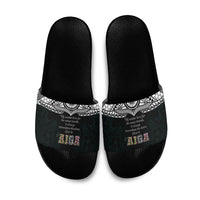 AIGA Always In Gods Arms Samoa Slide Sandals Polynesian Tribal Tattoo Art Family Heritage Faith TS04 Black White - Polynesian Pride