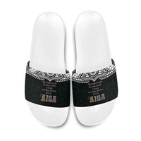 AIGA Always In Gods Arms Samoa Slide Sandals Polynesian Tribal Tattoo Art Family Heritage Faith TS04 Black White - Polynesian Pride