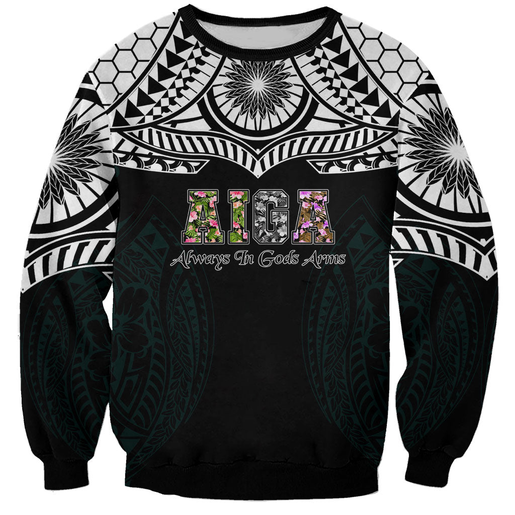 AIGA Always In Gods Arms Samoa Sweatshirt Polynesian Tribal Tattoo Art Family Heritage Faith TS04 Unisex Black White - Polynesian Pride