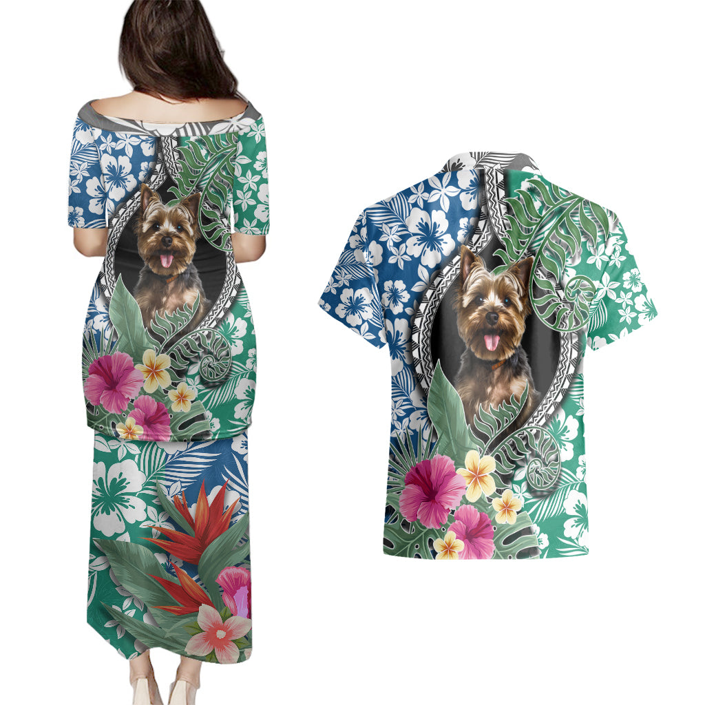 Polynesian Yorkshire Terrier Couples Matching Puletasi Dress and Hawaiian Shirt Polynesian Pattern And Yorkshire Terrier TS04 - Polynesian Pride