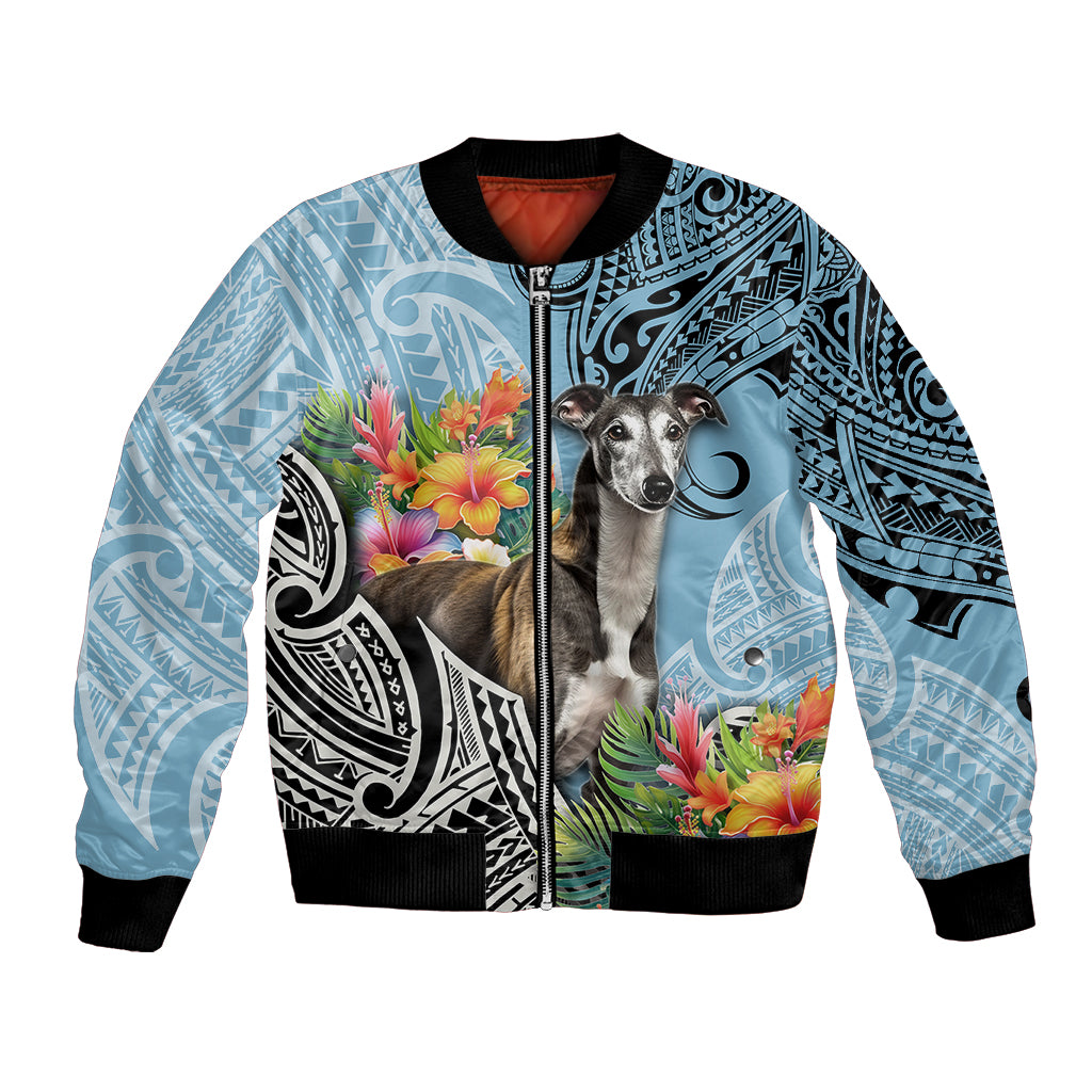 Polynesian Greyhound Bomber Jacket Polynesian Pattern And Greyhound TS04 Unisex Cyan - Polynesian Pride