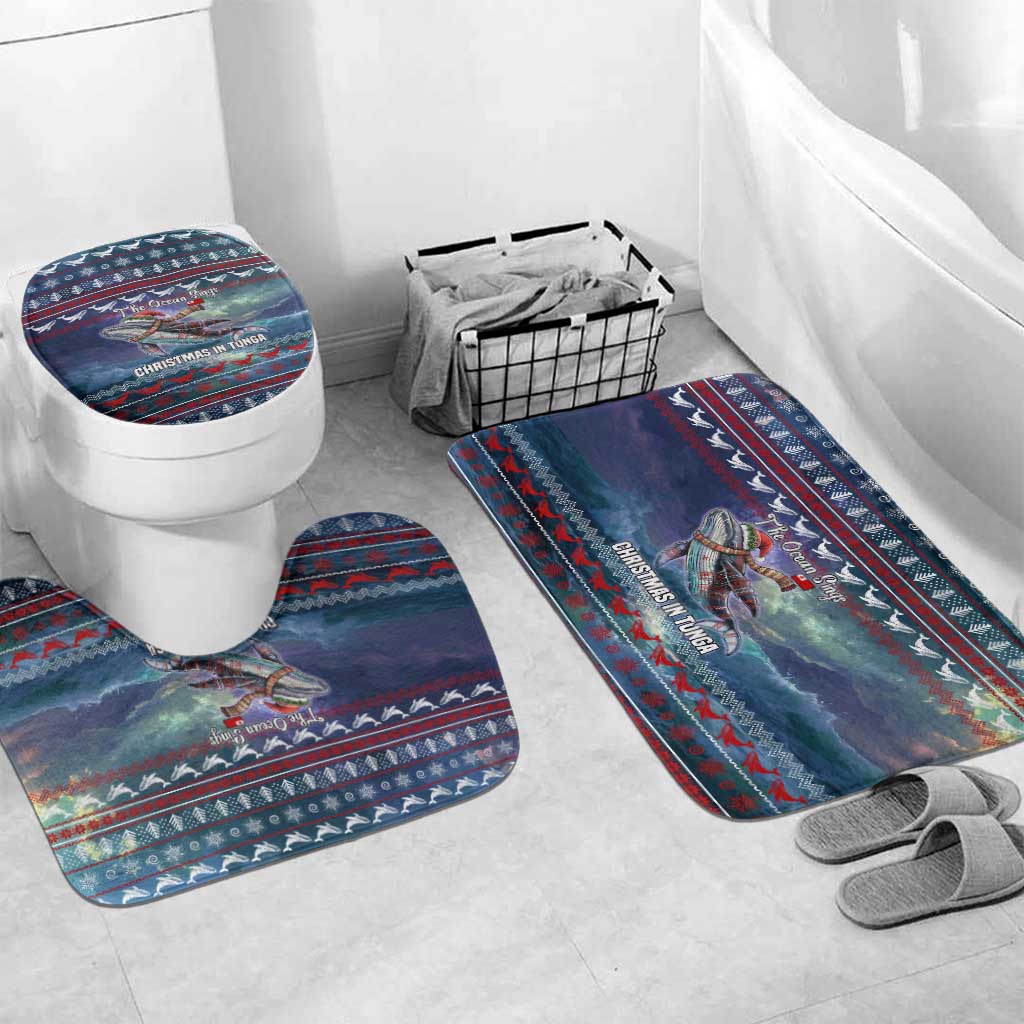 Tonga Christmas Bathroom Set with Singing Whale Ocean Scene National Coat of Arms - Polynesian Pride