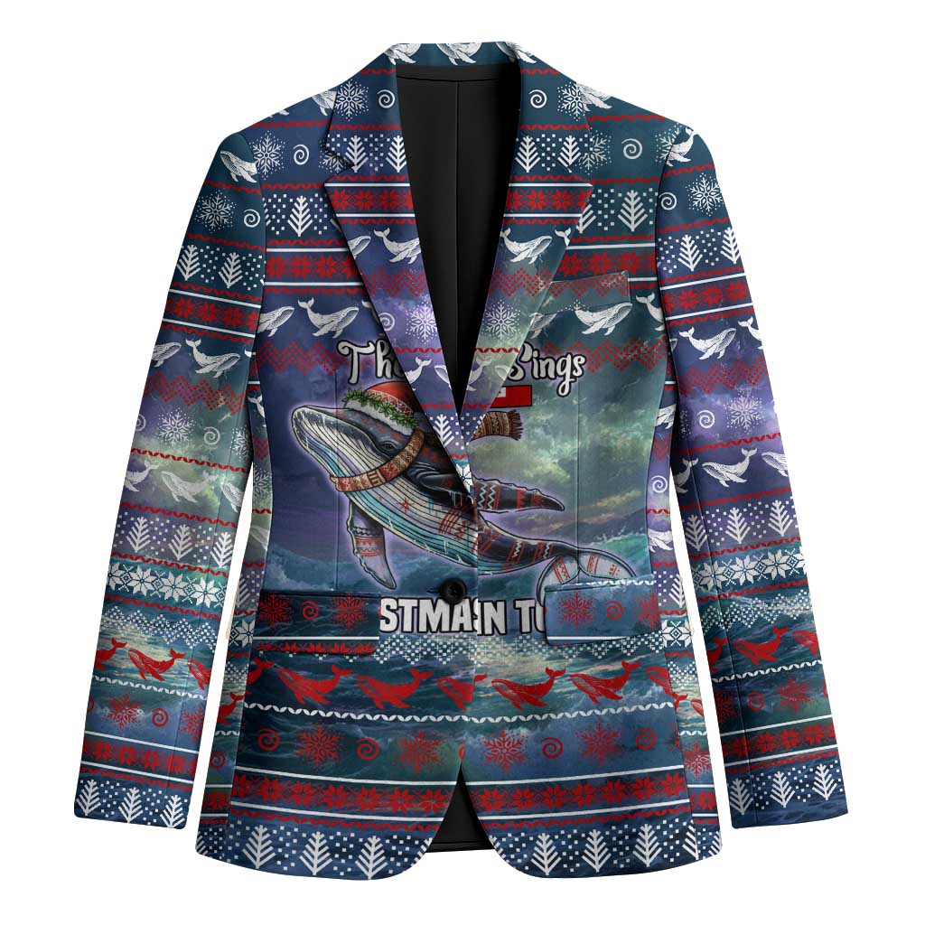 Tonga Christmas Blazer with Singing Whale Ocean Scene National Coat of Arms - Polynesian Pride