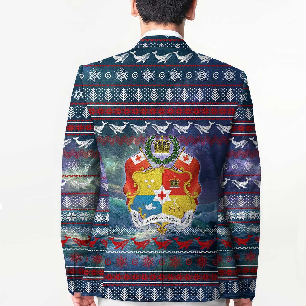 Tonga Christmas Blazer with Singing Whale Ocean Scene National Coat of Arms - Polynesian Pride