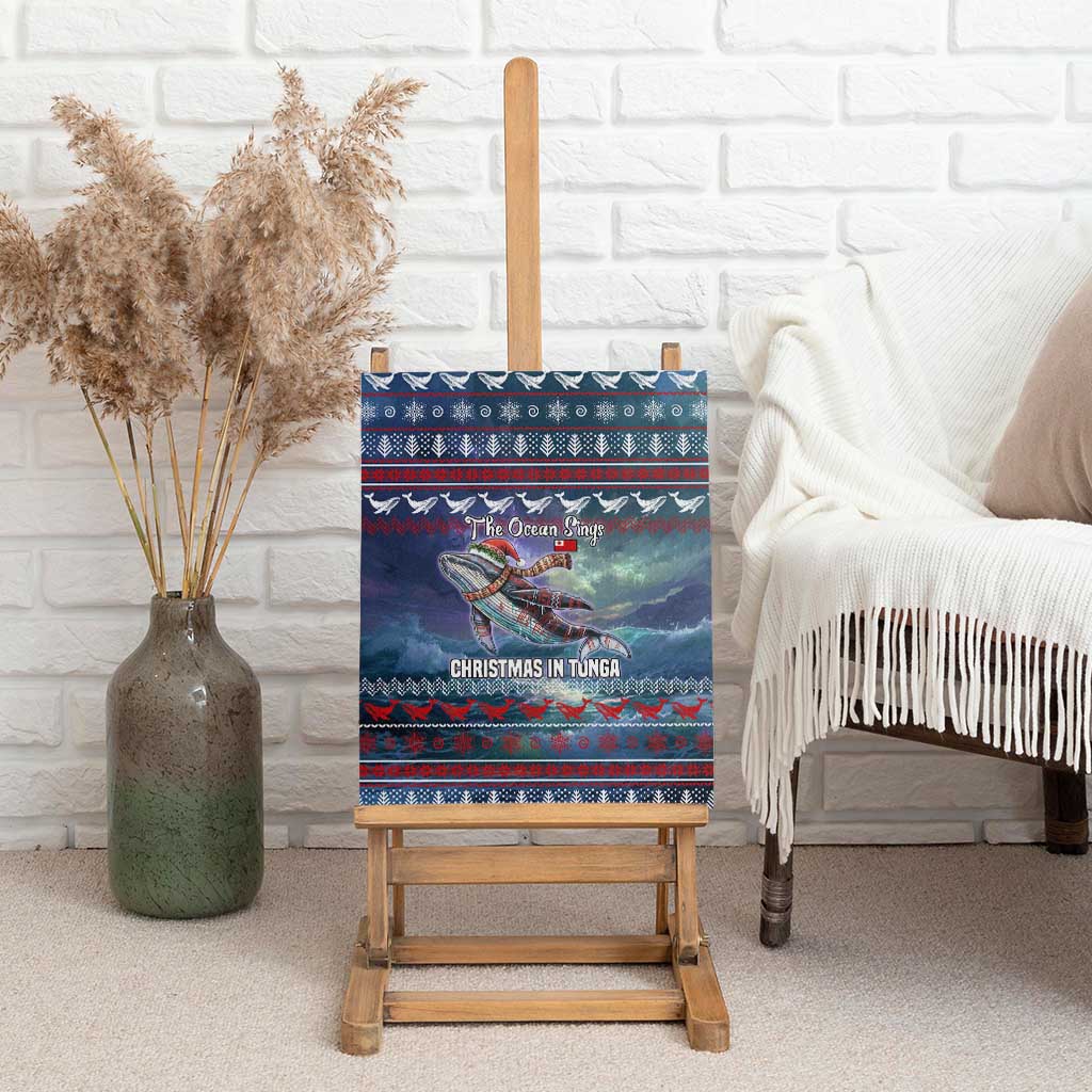 Tonga Christmas Canvas Wall Art with Singing Whale Ocean Scene National Coat of Arms - Polynesian Pride
