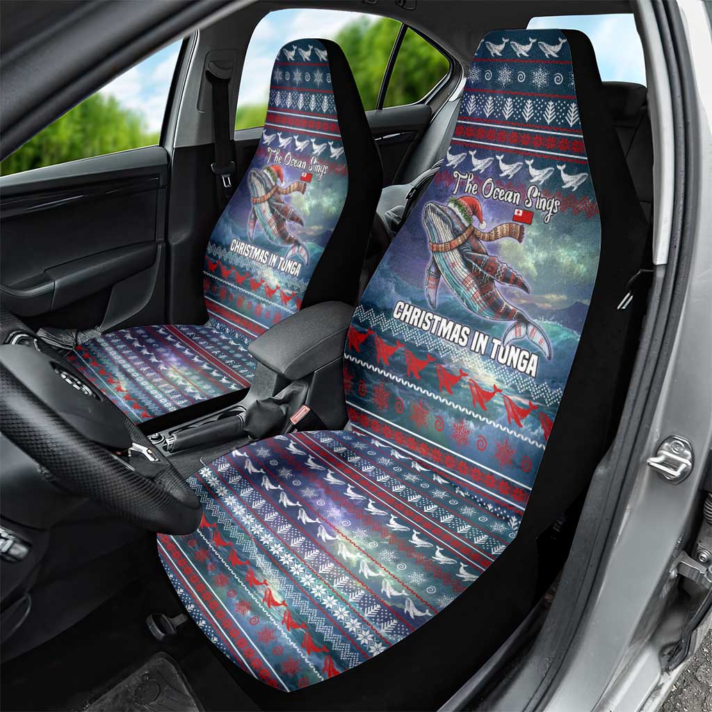 Tonga Christmas Car Seat Cover with Singing Whale Ocean Scene National Coat of Arms TS04 - Polynesian Pride