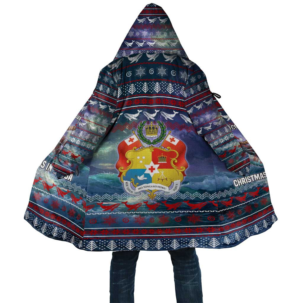 Tonga Christmas Cloak with Singing Whale Ocean Scene National Coat of Arms TS04 Unisex Multicolor - Polynesian Pride