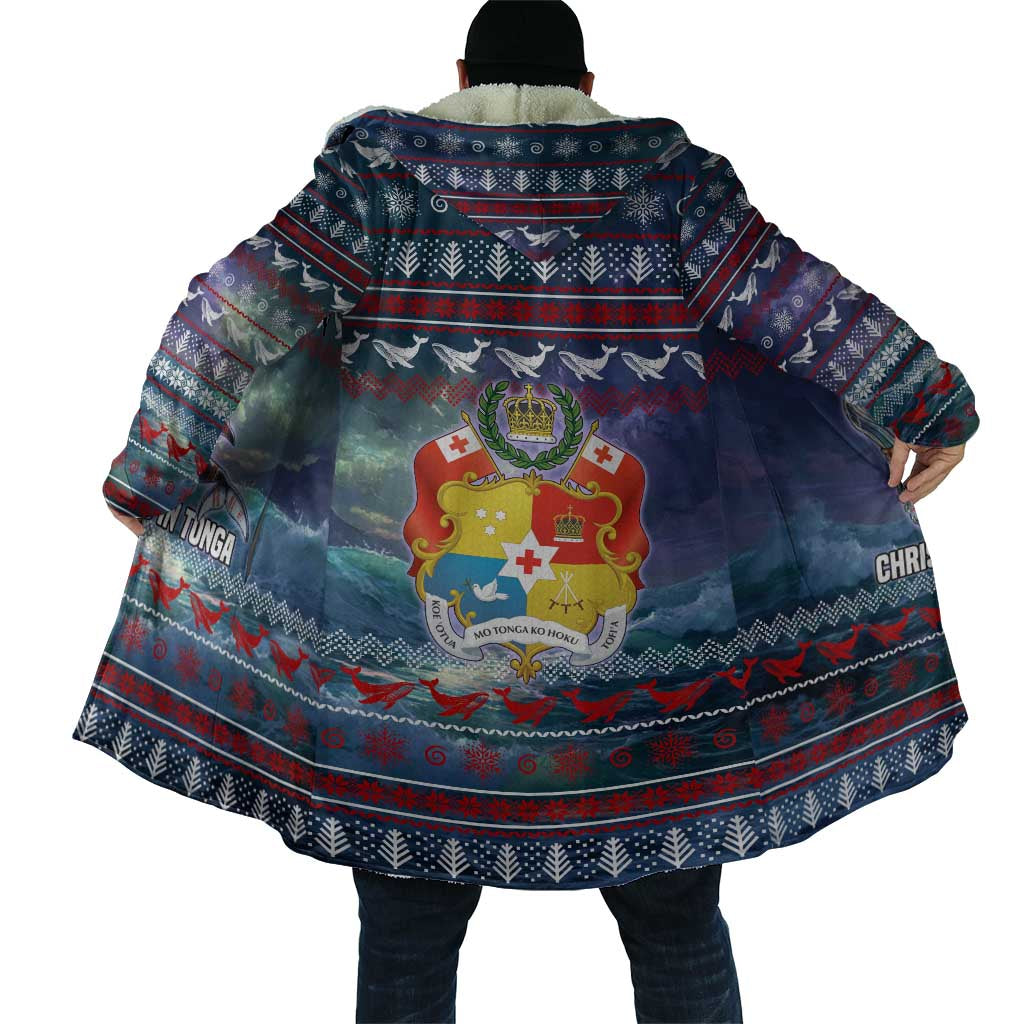 Tonga Christmas Cloak with Singing Whale Ocean Scene National Coat of Arms TS04 - Polynesian Pride