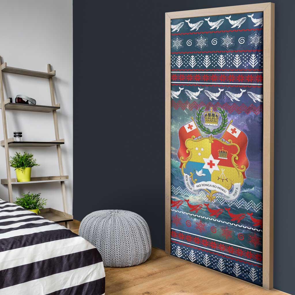 Tonga Christmas Door Cover with Singing Whale Ocean Scene National Coat of Arms TS04 - Polynesian Pride