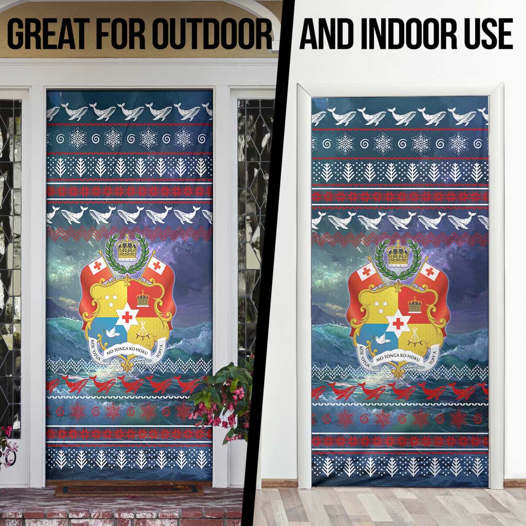 Tonga Christmas Door Cover with Singing Whale Ocean Scene National Coat of Arms TS04 - Polynesian Pride