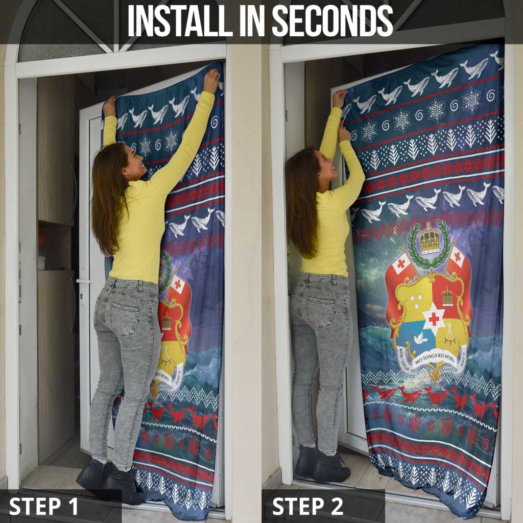 Tonga Christmas Door Cover with Singing Whale Ocean Scene National Coat of Arms TS04 - Polynesian Pride