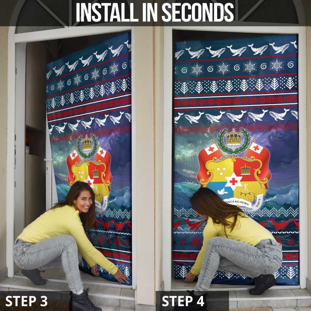 Tonga Christmas Door Cover with Singing Whale Ocean Scene National Coat of Arms TS04 - Polynesian Pride
