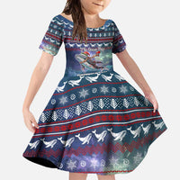 Tonga Christmas Family Matching Off Shoulder Maxi Dress and Hawaiian Shirt with Singing Whale Ocean Scene National Coat of Arms TS04 Daughter's Dress Multicolor - Polynesian Pride