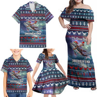 Tonga Christmas Family Matching Off Shoulder Maxi Dress and Hawaiian Shirt with Singing Whale Ocean Scene National Coat of Arms TS04 - Polynesian Pride