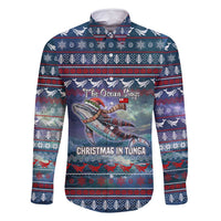 Tonga Christmas Family Matching Off Shoulder Maxi Dress and Hawaiian Shirt with Singing Whale Ocean Scene National Coat of Arms TS04 Dad's Shirt - Long Sleeve Multicolor - Polynesian Pride