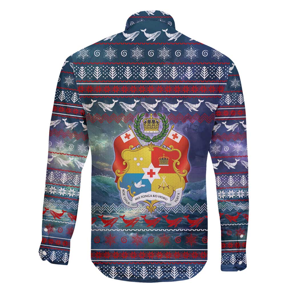 Tonga Christmas Family Matching Off Shoulder Maxi Dress and Hawaiian Shirt with Singing Whale Ocean Scene National Coat of Arms TS04 - Polynesian Pride