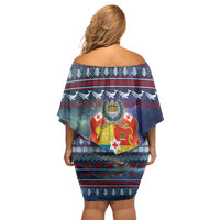 Tonga Christmas Family Matching Off Shoulder Short Dress and Hawaiian Shirt with Singing Whale Ocean Scene National Coat of Arms TS04 - Polynesian Pride