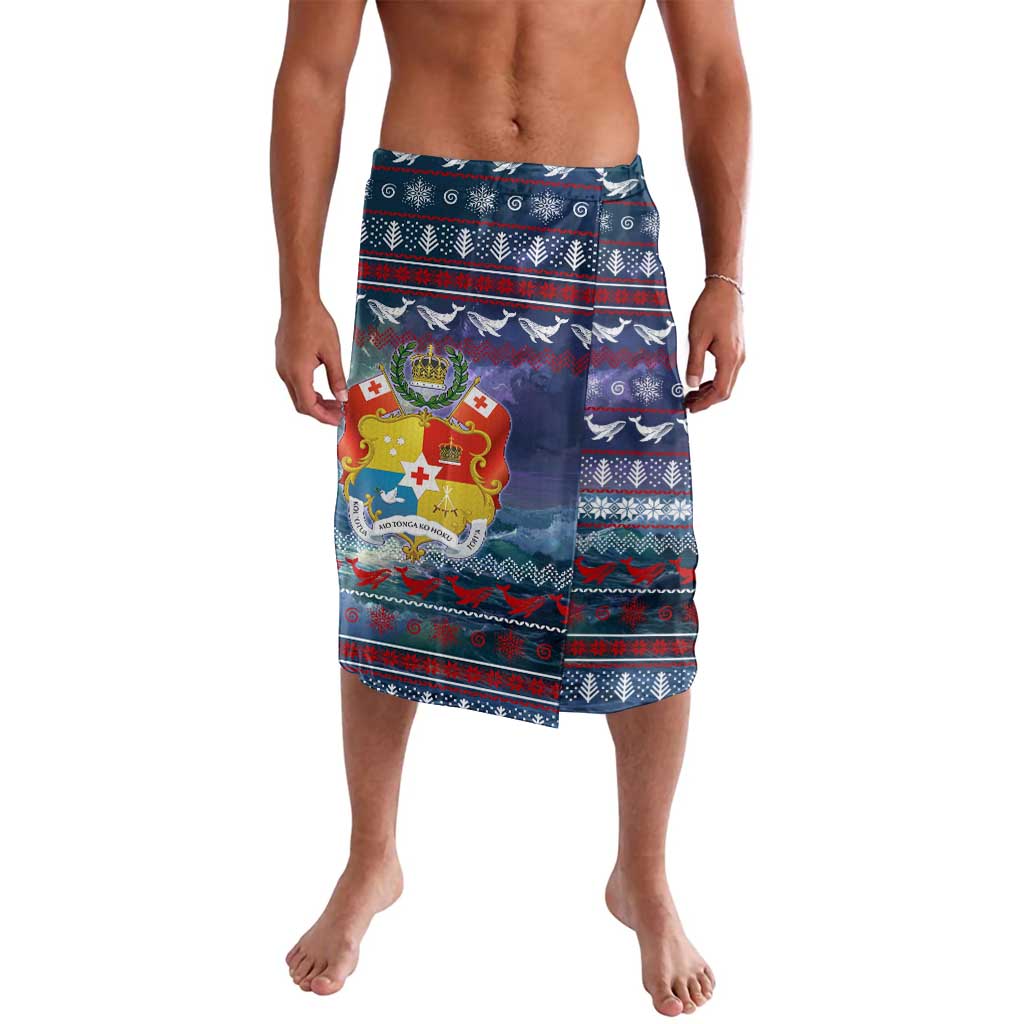 Tonga Christmas Lavalava with Singing Whale Ocean Scene National Coat of Arms - Polynesian Pride