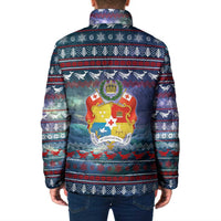 Tonga Christmas Padded Jacket with Singing Whale Ocean Scene National Coat of Arms TS04 - Polynesian Pride