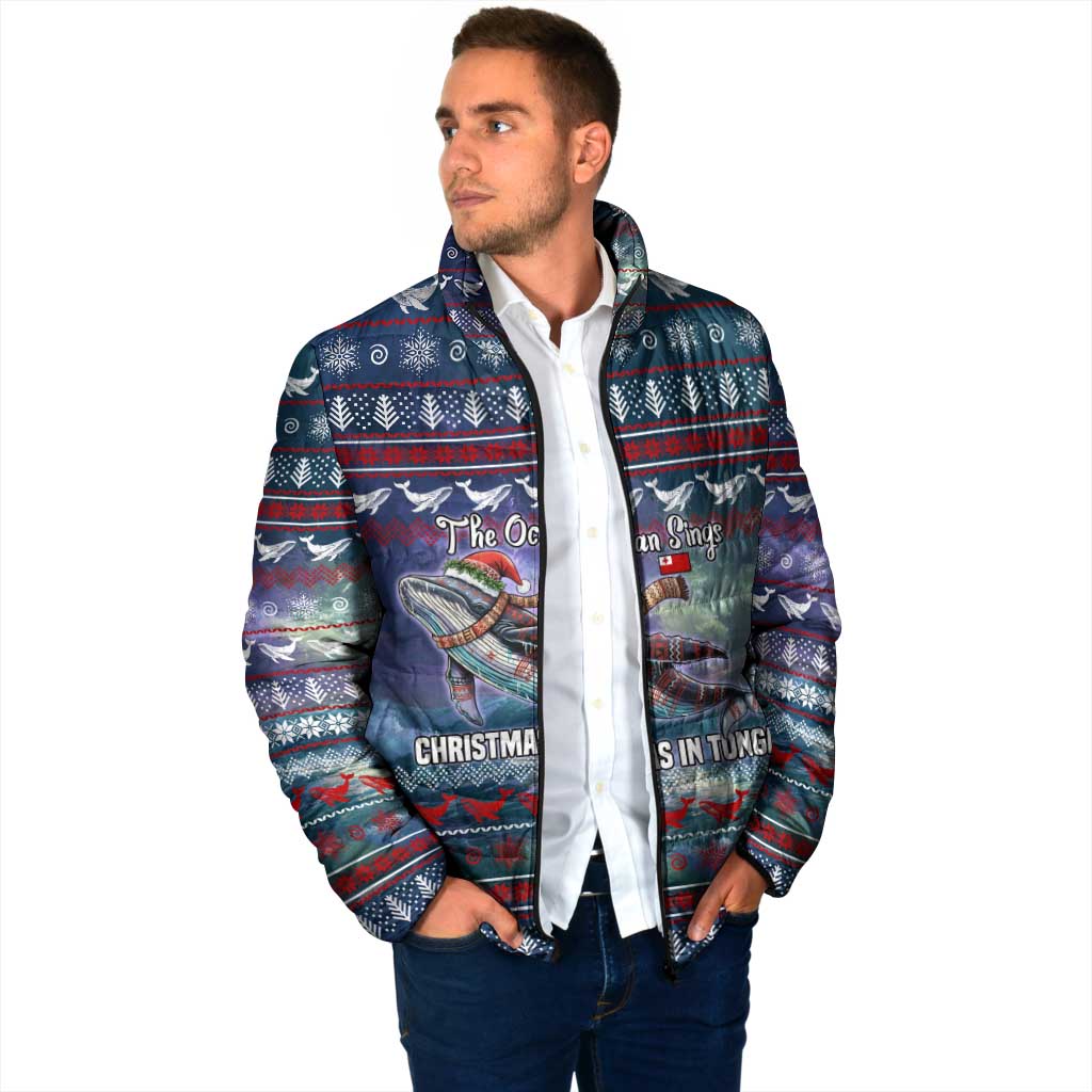 Tonga Christmas Padded Jacket with Singing Whale Ocean Scene National Coat of Arms TS04 - Polynesian Pride
