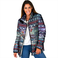 Tonga Christmas Padded Jacket with Singing Whale Ocean Scene National Coat of Arms TS04 Women Multicolor - Polynesian Pride