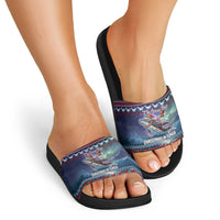 Tonga Christmas Slide Sandals with Singing Whale Ocean Scene National Coat of Arms - Polynesian Pride