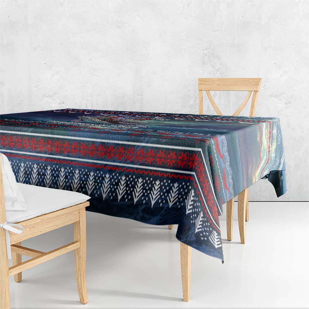 Tonga Christmas Tablecloth with Singing Whale Ocean Scene National Coat of Arms - Polynesian Pride