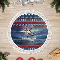 Tonga Christmas Tree Skirt with Singing Whale Ocean Scene National Coat of Arms - Polynesian Pride