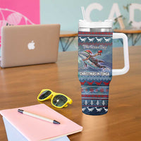 Tonga Christmas Tumbler With Handle with Singing Whale Ocean Scene National Coat of Arms - Polynesian Pride