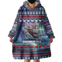 Tonga Christmas Wearable Blanket Hoodie with Singing Whale Ocean Scene National Coat of Arms TS04 - Polynesian Pride