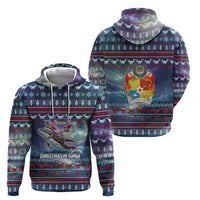 Tonga Christmas Zip Hoodie with Singing Whale Ocean Scene National Coat of Arms - Polynesian Pride