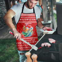 Tonga Christmas Apron with Sea Turtle Coral Reef Design Snowflake Pattern and National Emblem - Polynesian Pride