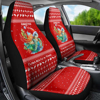 Tonga Christmas Car Seat Cover with Sea Turtle Coral Reef Design Snowflake Pattern and National Emblem TS04 - Polynesian Pride