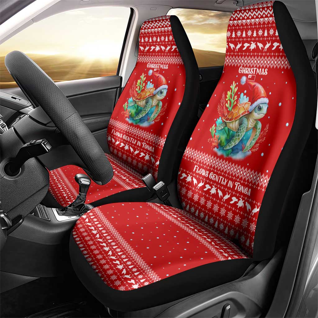 Tonga Christmas Car Seat Cover with Sea Turtle Coral Reef Design Snowflake Pattern and National Emblem TS04 - Polynesian Pride