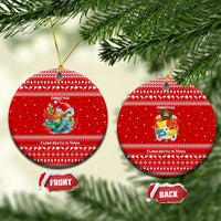 Tonga Christmas Ceramic Ornament with Sea Turtle Coral Reef Design Snowflake Pattern and National Emblem - Polynesian Pride