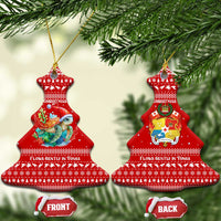 Tonga Christmas Ceramic Ornament with Sea Turtle Coral Reef Design Snowflake Pattern and National Emblem - Polynesian Pride