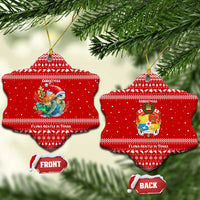Tonga Christmas Ceramic Ornament with Sea Turtle Coral Reef Design Snowflake Pattern and National Emblem - Polynesian Pride