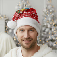 Tonga Christmas Santa Hat with Sea Turtle Coral Reef Design Snowflake Pattern and National Emblem - Polynesian Pride