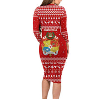Tonga Christmas Family Matching Long Sleeve Bodycon Dress and Hawaiian Shirt with Sea Turtle Coral Reef Design Snowflake Pattern and National Emblem TS04 - Polynesian Pride