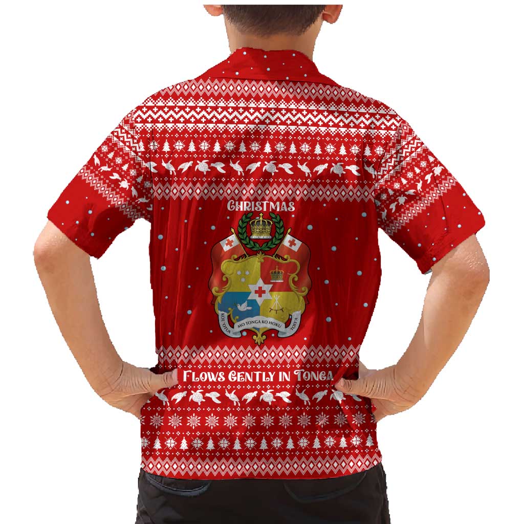 Tonga Christmas Family Matching Mermaid Dress and Hawaiian Shirt with Sea Turtle Coral Reef Design Snowflake Pattern and National Emblem TS04 - Polynesian Pride