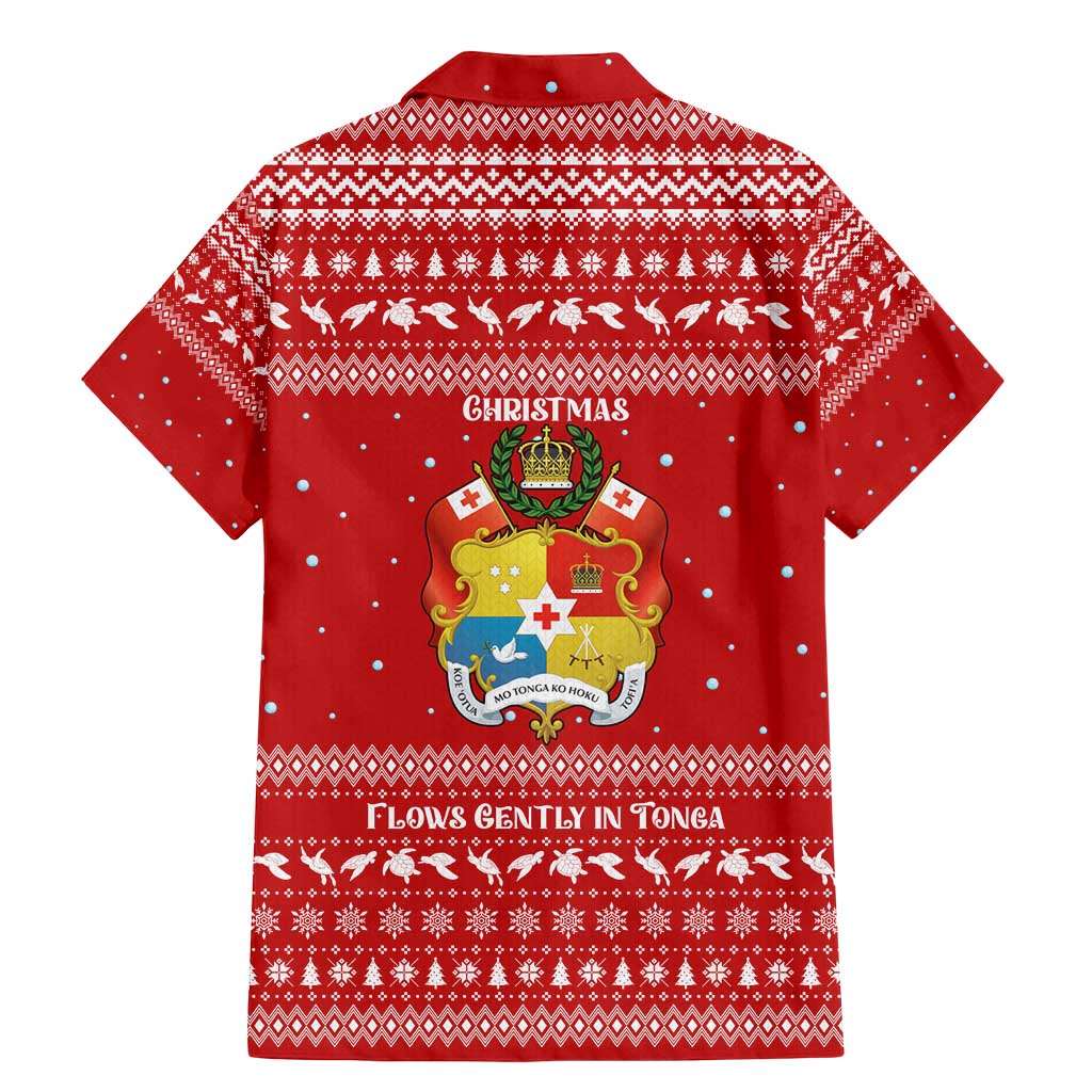 Tonga Christmas Family Matching Mermaid Dress and Hawaiian Shirt with Sea Turtle Coral Reef Design Snowflake Pattern and National Emblem TS04 - Polynesian Pride