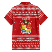 Tonga Christmas Family Matching Off Shoulder Short Dress and Hawaiian Shirt with Sea Turtle Coral Reef Design Snowflake Pattern and National Emblem TS04 - Polynesian Pride