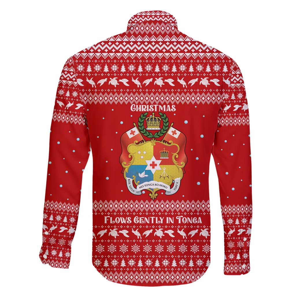 Tonga Christmas Family Matching Summer Maxi Dress and Hawaiian Shirt with Sea Turtle Coral Reef Design Snowflake Pattern and National Emblem TS04 - Polynesian Pride