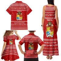 Tonga Christmas Family Matching Tank Maxi Dress and Hawaiian Shirt with Sea Turtle Coral Reef Design Snowflake Pattern and National Emblem TS04 - Polynesian Pride