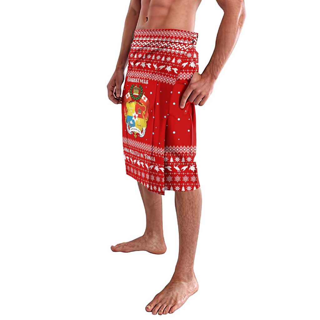 Tonga Christmas Lavalava with Sea Turtle Coral Reef Design Snowflake Pattern and National Emblem - Polynesian Pride
